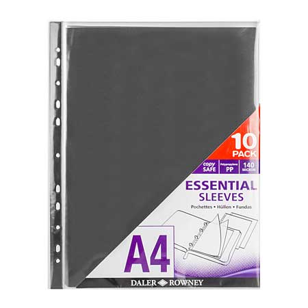 Daler-Rowney Essential - pack of clear perforated sleeves in PVC - with black paper insert
