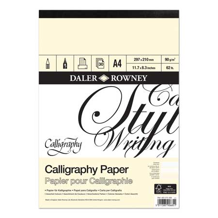 Daler-Rowney - calligrafieblok 30 vellen perkamentpapier - 90gr/m² - 3 geassorteerde kleuren