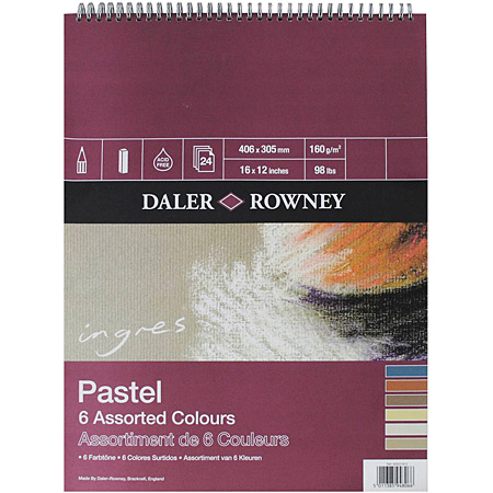 Daler-Rowney Ingres - pastelblok met spiraal 24 vellen 160gr/m²  - 6 kleuren