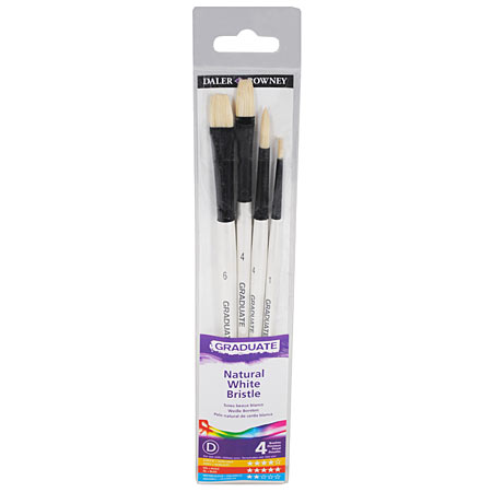 Daler-Rowney Graduate - set of 4 brushes - bristles - assorted flat & round - short handle