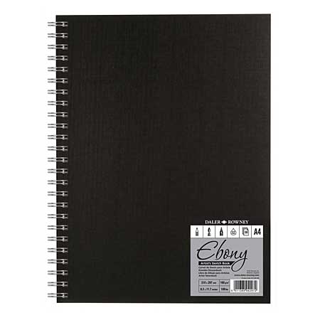 Daler-Rowney Ebony - wire-bound drawing book - hard cover - 50 sheets 160g/m²