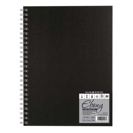 Daler-Rowney Ebony - wire-bound drawing book - hard cover - 40 black sheets - 180g/m²