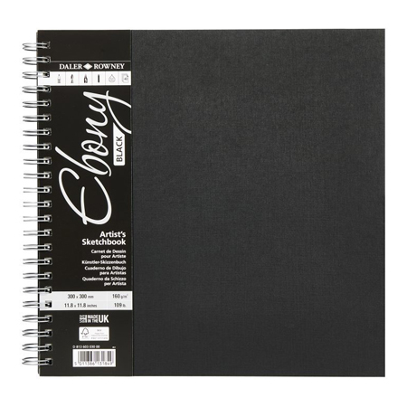 Daler-Rowney Ebony Black - wire-bound sketchbook - 40 black sheets 160g/m²