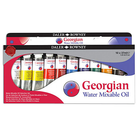 Daler-Rowney Georgian Water Mixable - 10 assorted 37ml tubes of super-fine oil paint