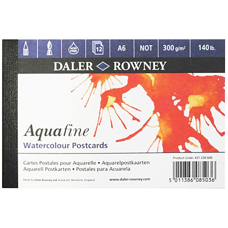 Daler-Rowney Aquafine - bloc aquarelle - 12 feuilles 300g/m² - format carte postale 10.5x14.8cm (A6) - grain fin