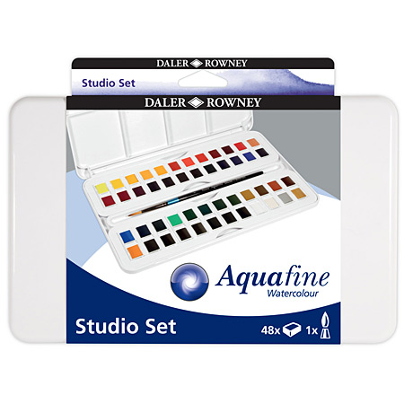 Daler-Rowney Aquafine - fine watercolour - plastic box - assorted half pans