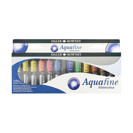 Daler-Rowney Aquafine Intro set - fine watercolour - 12 assorted 8ml tubes of watercolour
