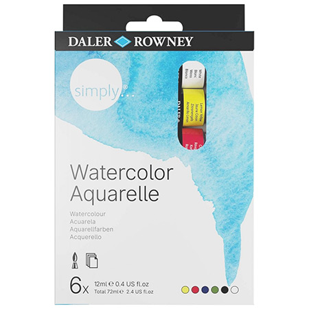 Daler-Rowney Simply Watercolour Set - 6 assorted 12ml tubes of watercolour