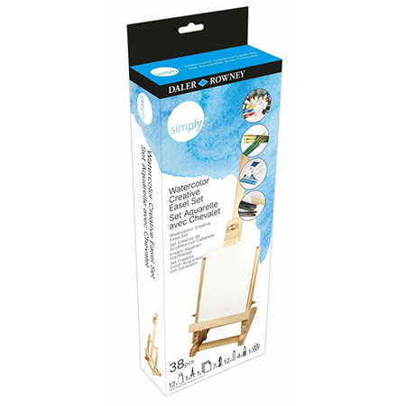 Daler-Rowney Simply Watercolour Creative Easel Set - 12x 12ml tubes watercolour, 1 mini easel & accessories
