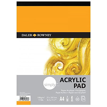 Daler-Rowney Simply Acrylic - acrylverfblok - 16 vellen 190gr/m² - 21x29.7cm (A4)