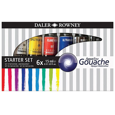 Daler-Rowney Aquafine - fine poster paint - 6 assorted 15ml tubes