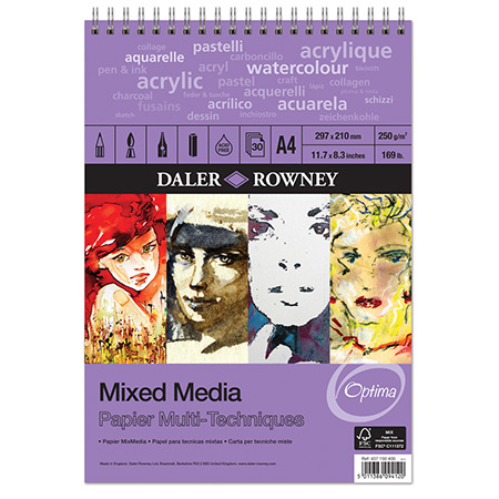 Daler-Rowney Mixed Media - mixed media blok met spiraal - 30 vellen 250gr/m²