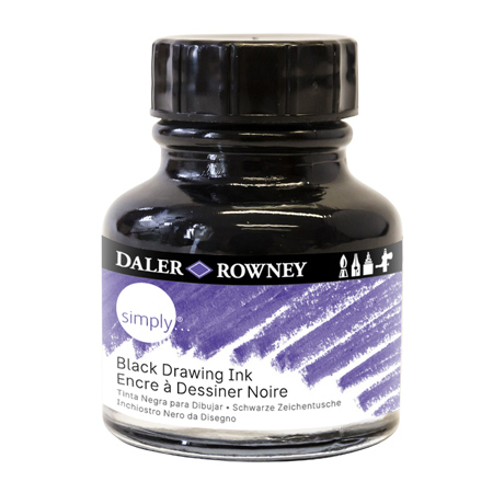 Daler-Rowney Simply - zwarte chinese inkt - flesje 29.5ml