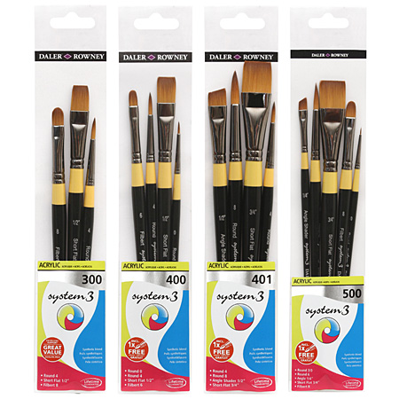Daler-Rowney System3 - assorted synthetic brushes - short handle