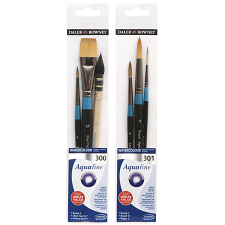 Daler-Rowney Aquafine - assorted brushes - natural & synthetic - short handle