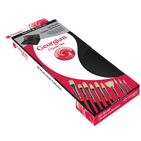 Daler-Rowney Georgian Classic Set - hoes - assortiment van 10 penselen - wit varkenshaar - lange steel