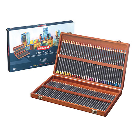Derwent Procolour - wooden box - 72 assorted colour pencils