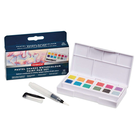Derwent Aquarelle - boite de voyage - 12 demi godets - couleurs pastels