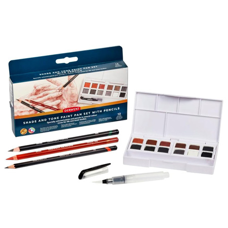 Derwent Shade & Tone Mixed Media - watercolour - travel set - 12 halve napjes - portrait colours