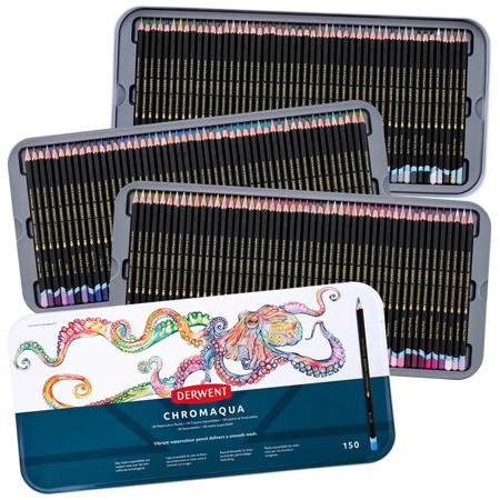 Derwent Chromaqua - étui en métal - assortiment de crayons de couleur aquarellables