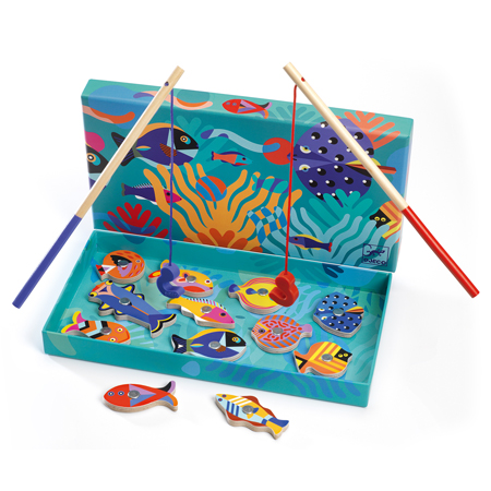 Djeco Pêches Magnétiques - 28x15x3cm - 12 pièces + 2 cannes à pêche - +2ans