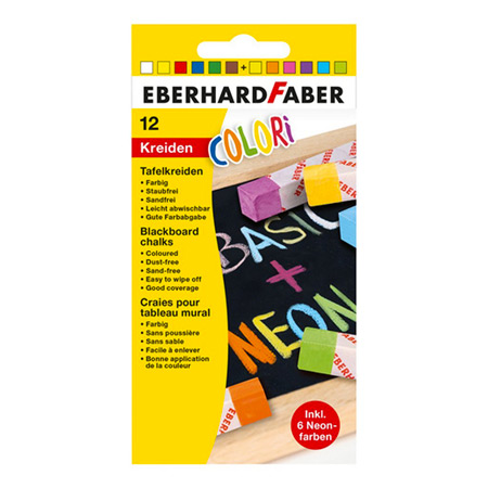 Eberhard Faber Kartonnen etui - assortiment van 12 schoolbordkrijten - neon en standaardkleuren