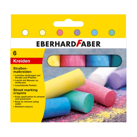 Eberhard Faber Kartonnen etui - assortiment van 6 stoepkrijt - geassorteerde kleuren