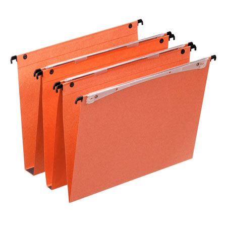 Esselte Orgarex Dual - boîte de 25 dossiers suspendus - carton 220g/m² - entr'axe 330mm - orange