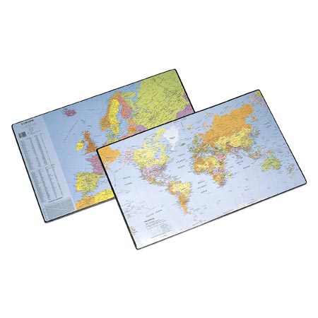 Esselte PVC bureau-onderlegger - 40x53cm - met afbeelding van wereldkaart