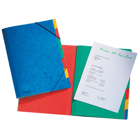Esselte Divider book - satin cardboard 390g/m² - folio size - with elastics - blue