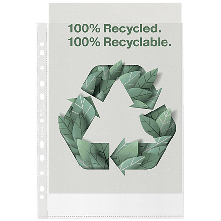 Esselte Box of 100 clear grained pockets - universal perforation - recycled plastic