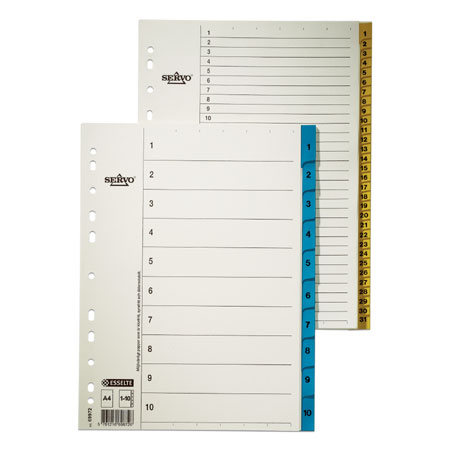 Esselte Servo - index with alphabetical tabs A-Z - cardboard with plastic tabs - A4