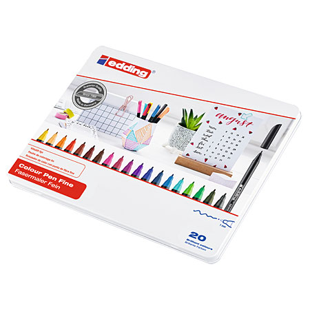 Edding 1200 Color Pen - metal case - assorted fine tip markers