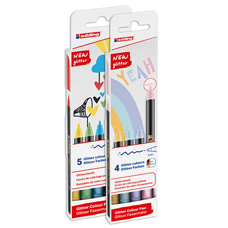 Edding 1200 Glitter Colour Pen - étui en carton - assortiment de marqueurs pailletés