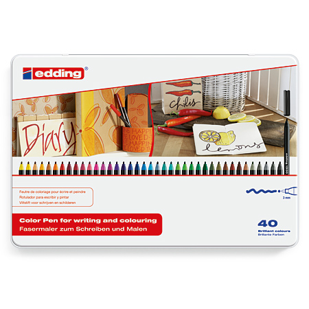 Edding 1300 Color Pen - étui en métal - assortiment de marqueurs