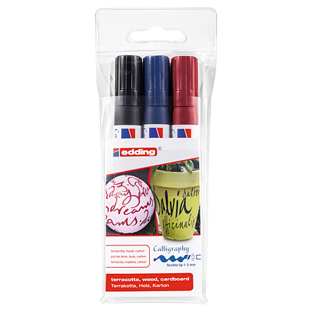 Edding 1455 Calligraphy Marker - plastic pouch - 3 assorted markers