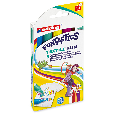 Edding Funtastics Textile Fun - card box - 5 assorted textile markers
