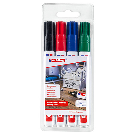 Edding 3300 Permanent Marker - plastic pouch - 4 assorted markers (n.01-04)