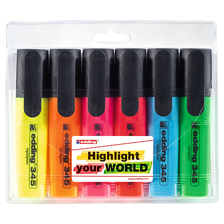 Edding 345 Highlighter - plastic pouch - assorted highlighters