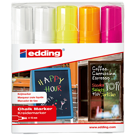 Edding 4090 Chalk Marker - plastic box - assorted erasable markers with square tip