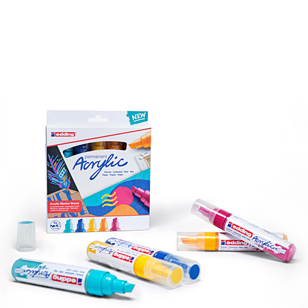 Edding 5000 Acrylic - cardboard box - 5 assorted chisel tip acrylic markers