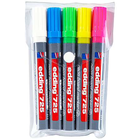 Edding 725 Neon Board Marker - plastic pouch - 5 assorted board markers