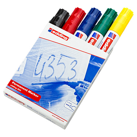 Edding 800 Permanent Marker - boîte en carton - assortiment de 5 marqueurs (n° 01-05)