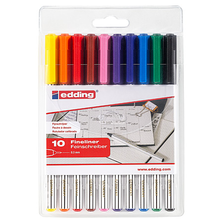 Edding 89 Office Liner - plastic pouch - 10 assorted fineliners