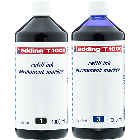 Edding T1000 - encre permanente pour marqueurs rechargeables - bouteille 1l