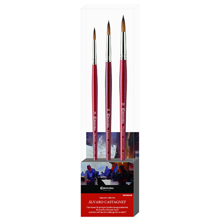 Escoda Alvaro Castagnet Set 1 - 3 assorted synthetic brushes for watercolour - round shape (n.8-10-12)