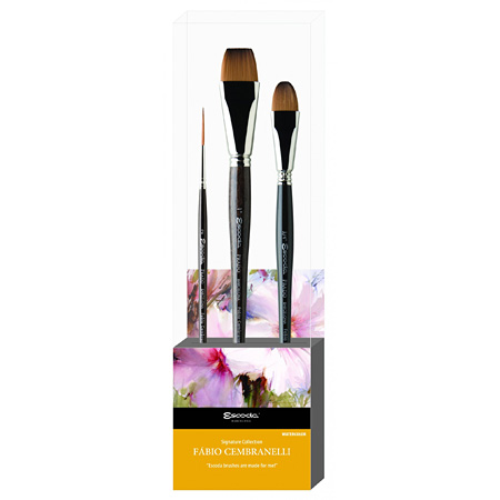 Escoda Fabio Cembranelli 2 Set - 3 assorted synthetic brushes for watercolour - round & bright