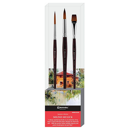 Escoda Set Milind Mulick - 3 assorted synthetic brushes for watercolour