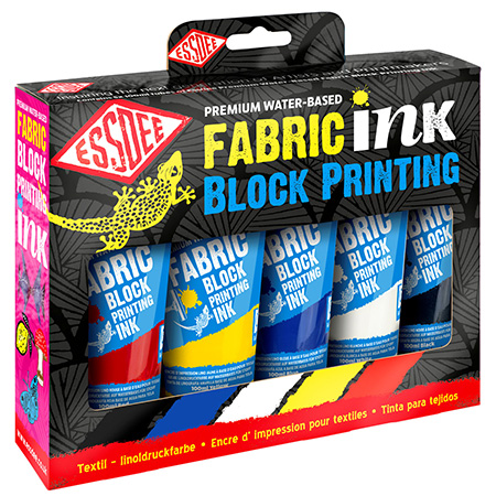 Essdee Fabric Block Printing Ink - 5 assorted 100ml tubes