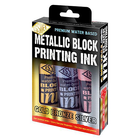 Essdee Metallic Block Printing Ink - assortiment de 3 tubes 100ml d'encre lino - couleurs métallisées